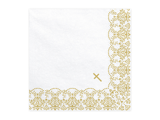 Napkins First Communion - Ornament, 33x33cm, gold (1 pkt / 20 pc.)