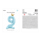 Standing foil balloon Number ''9'' , 84 cm,  sky-blue