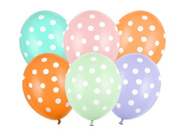 Balloons 30 cm, Dots, mix (1 pkt / 6 pc.)