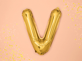 Foil Balloon Letter ''V'', 35cm, gold
