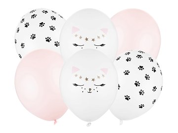 Balloons 30cm, Cat, mix (1 pkt / 6 pc.)