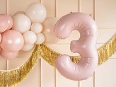 Foil Balloon Number ''3'', 72cm, light pink