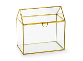 Glass Gift Card Holder, gold, 13x21x21cm