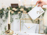 Glass Gift Card Holder, gold, 13x21x21cm