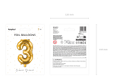 Foil Balloon Number ''3'', 35cm, gold