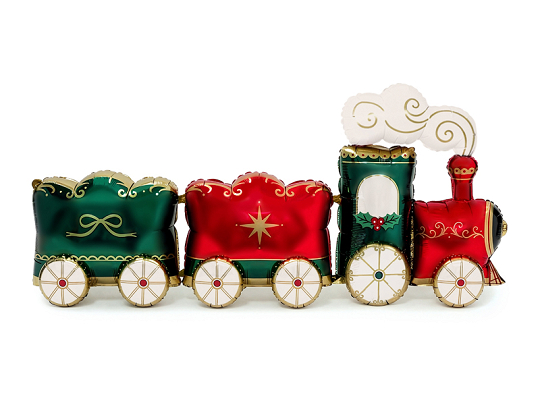Standing foil balloon Train XXL, 221x96 cm, green-red