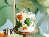 Cake topper Happy Birthday, 18x16.5 cm, gold