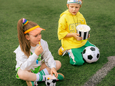 Boxes for popcorn Football, mix, 7x7x12cm (1 pkt / 6 pc.)