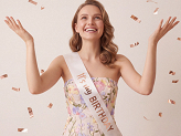 Sash ''It's my birthday'', 79x9.4, white
