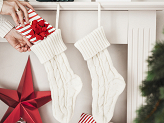 Decorative stocking, off-white, 15.5x34cm