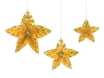 Decorative Rosettes Stars, gold (1 pkt / 3 pc.)