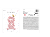 Standing foil balloon Number ''8'' , 84 cm,  light pink