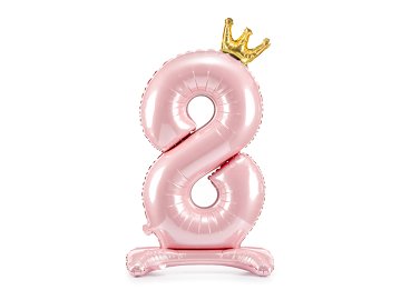 Standing foil balloon Number ''8'' , 84 cm,  light pink