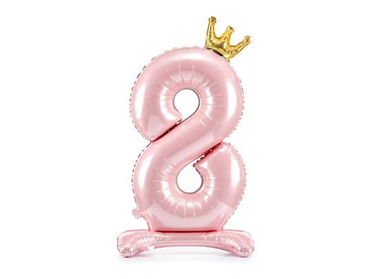 Standing foil balloon Number ''8'' , 84 cm,  light pink