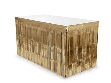 Fringe table skirt, luxury gold, 300x80cm