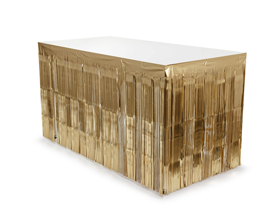Fringe table skirt, luxury gold, 300x80cm