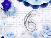 Foil Balloon Number ''6'', 86cm, silver