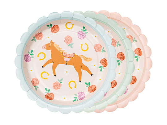 Plates Horses, 18 cm, mix (1 pkt / 6 pc.)