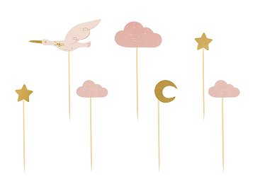 Cupcake toppers - Stork, 11-12 cm (1 pkt / 7 pc.)