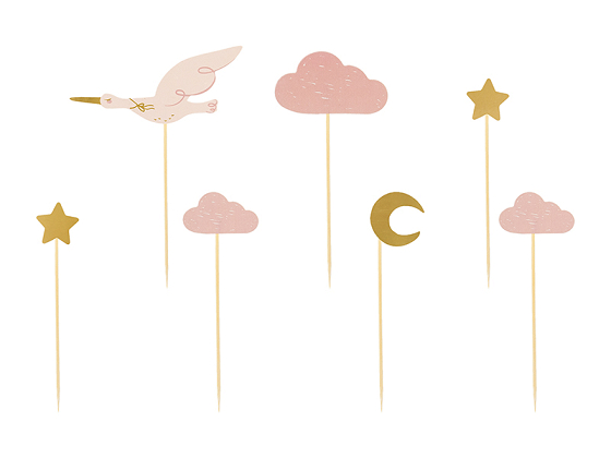 Cupcake toppers - Stork, 11-12 cm (1 pkt / 7 pc.)