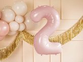 Foil Balloon Number ''2'', 72cm, light pink