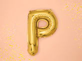 Foil Balloon Letter ''P'', 35cm, gold, 1piece