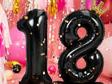 Standing foil balloon Number ''18'', 84 cm, black