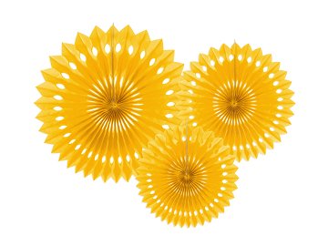 Decorative Rosettes, Yellow, 20-30cm (1 pkt / 3 pc.)