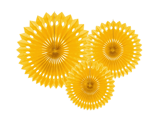 Decorative Rosettes, Yellow, 20-30cm (1 pkt / 3 pc.)
