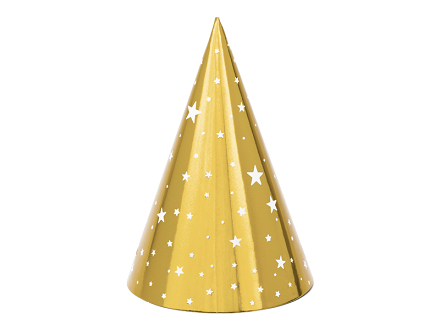 Party hats Stars, gold, 16cm (1 pkt / 6 pc.)