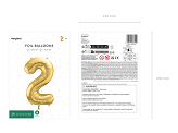 Foil Balloon Number ''2'', 72cm, light gold