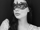 Lace carnival mask, black, 20 x 7.3 cm