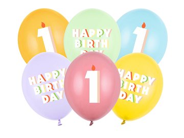 Balloons 30 cm, 1, mix (1 pkt / 6 pc.)