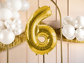 Foil Balloon Number ''6'', 72cm, light gold