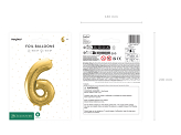 Foil Balloon Number ''6'', 72cm, light gold