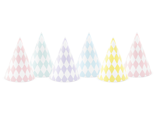Party hats Yummy, mix, 16cm (1 pkt / 6 pc.)