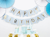 Banner Happy Birthday, light blue, 15 x 175 cm