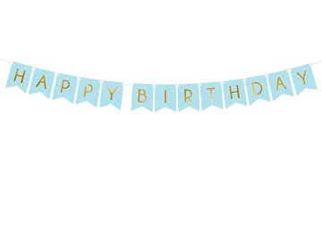 Banner Happy Birthday, light blue, 15 x 175 cm