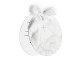 First Communion invitations with a cross, branches, and flowers, white (1 pkt / 10 pc.)