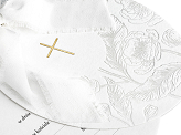 First Communion invitations with a cross, branches, and flowers, white (1 pkt / 10 pc.)
