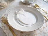 First Communion invitations with a cross, branches, and flowers, white (1 pkt / 10 pc.)