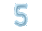 Foil Balloon Number ''5'', 72cm, light blue