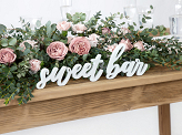 Wooden inscription Sweet bar, white, 37x10cm