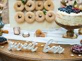 Wooden inscription Sweet bar, white, 37x10cm