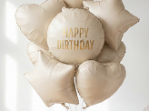 Foil balloon round Happy Birthday, 35x35 cm, cream