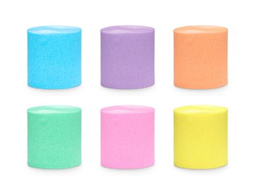 Crepe Paper 5cm/10m, set of 6 pcs., pastel rainbow mix (1 pkt / 6 pc.)