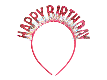 Headband Happy Birthday, 18x18 cm, pink