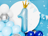 Foil Balloon Number ''1'', 37x100 cm, sky-blue