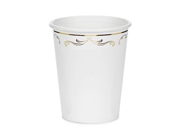 Paper Cups with Ornament, White, 220 ml (1 pkt / 6 pc.)