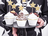 Cupcake toppers - Stars, gold, 11.5cm (1 pkt / 6 pc.)